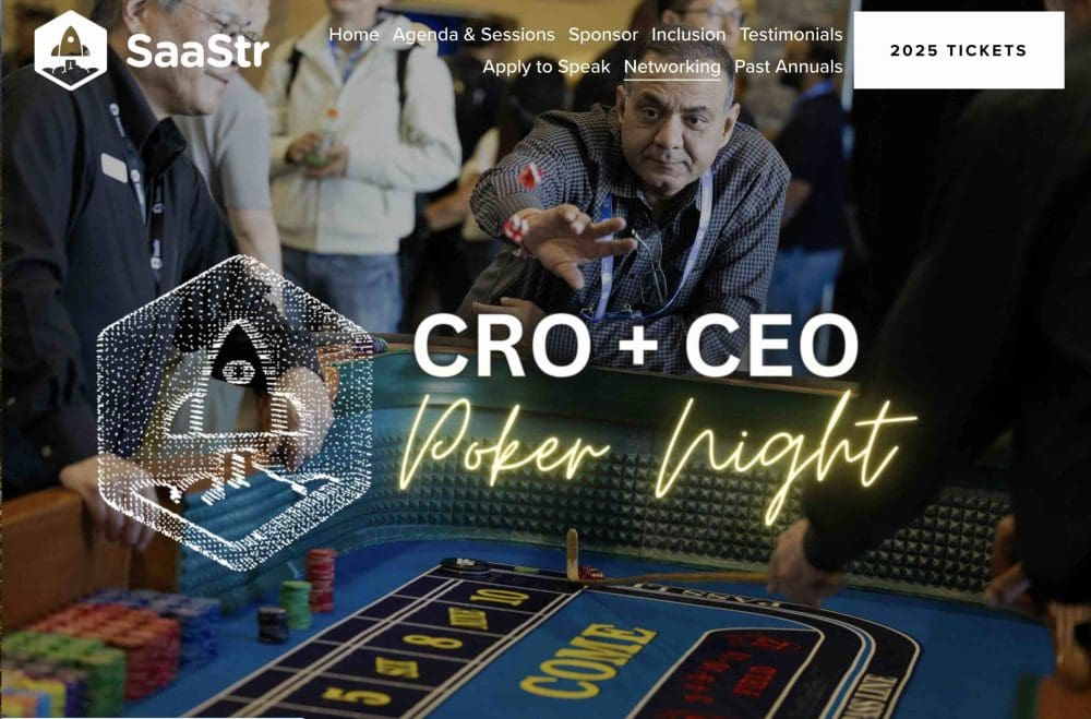 SaaStr’s CRO+CEO Poker Night at Annual is Back!!  May 14th!!  Apply Now - SaaStr