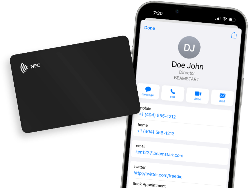 BEAMSTART Digital (NFC) Business Card Demo